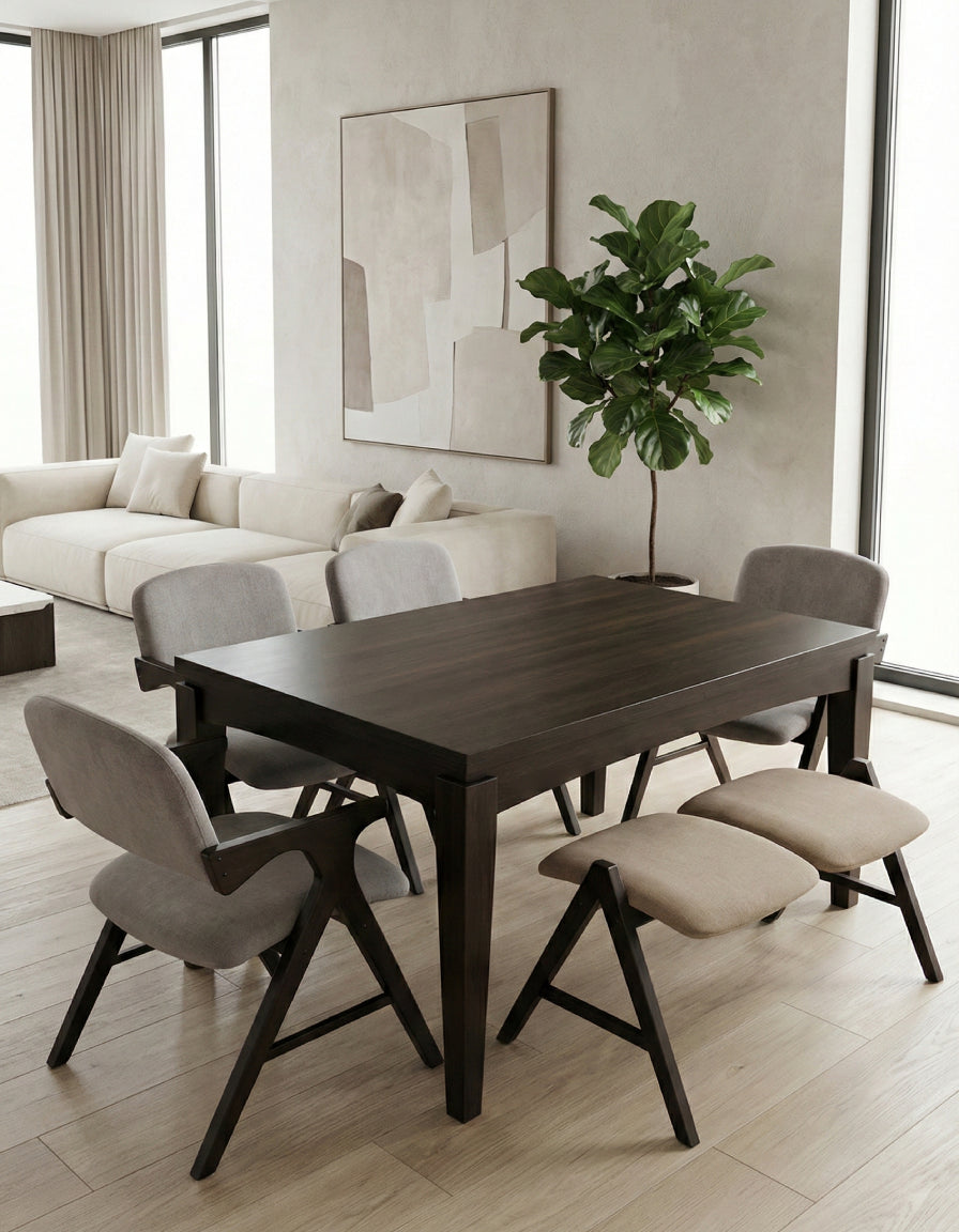 Comedor Palermo 1.46x0.9 (Sillas + Banca)