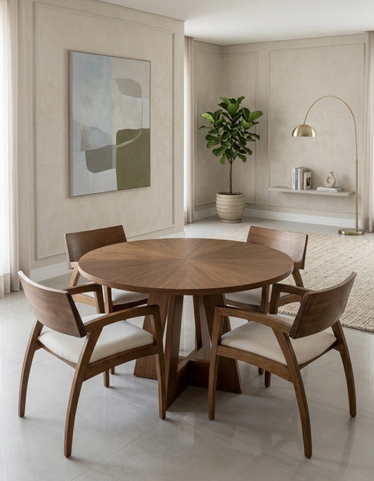 Comedor Bayron Circular 1.20 Acabado Castaño